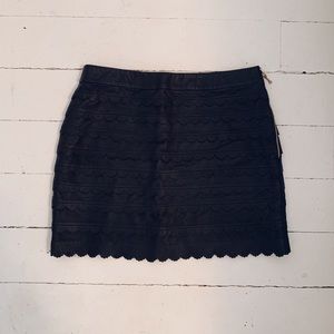 Genuine Leather Scalloped Skirt